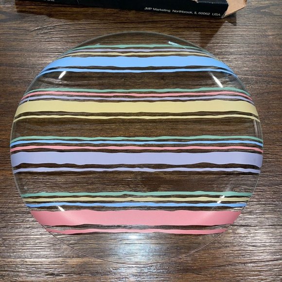 Vintage Round Serving Platter - 13" Fiesta Stripe Pastels ~ - Picture 3 of 6